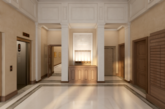 Entrance area in the residential complex "Renaissanse"